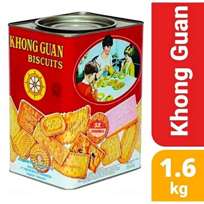 

Khong Guan Merah Red Khonguan Segi 1600Gr Biskuit Kaleng paket lebaran murah roti