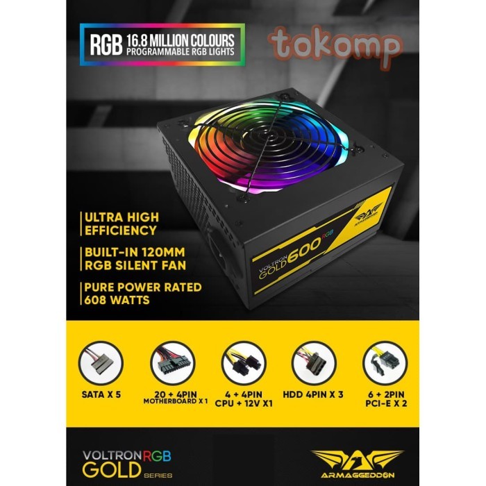 Power Supply PC Armaggeddon Voltron Gold 600 RGB