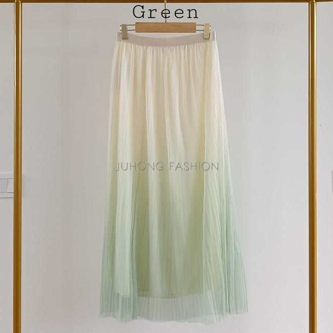 Terlaris Aurora - Rok Tutu Tile Plisket Gradasi Ombre Panjang Ready Stok