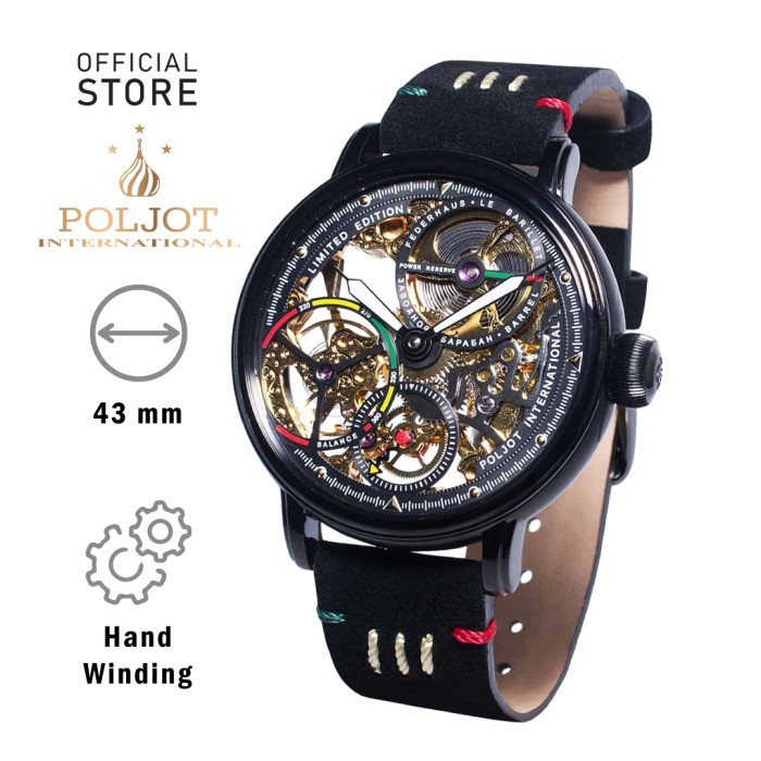 Jam Tangan POLJOT International Beringo 9910.1942213 Skeleton Hitam
