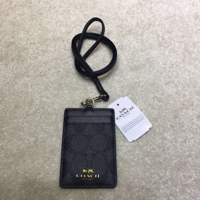 

TERLARIS! COACH BLACK SIGNATURE ID TAG LANYARD ORIGINAL FULLSET