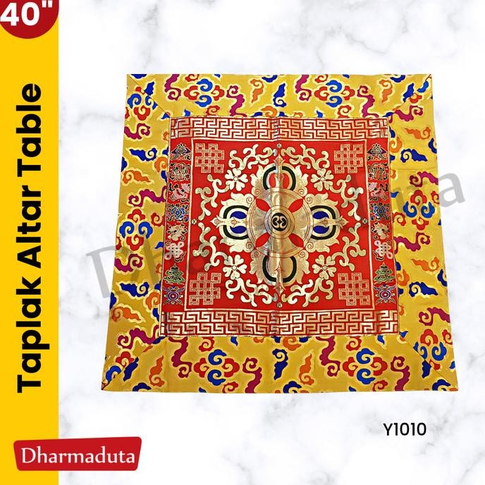 Kain Taplak Meja Warna Astamanggala 1 Meter Hiasan Buddhis Tibetan