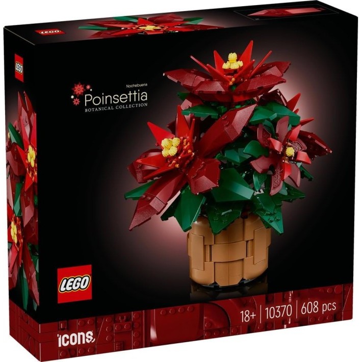 

LEGO Icons Poinsettia Plant Decor 10370 Building Set for Adults (608 Pieces)
