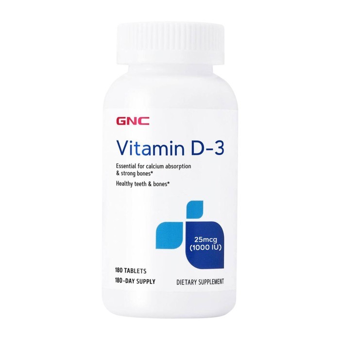 

GNC Vitamin D-3 1000Iu (180 Tablets) 180 per pack