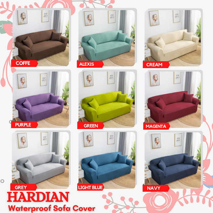 Sarung Cover Sofa Lesehan Minimalis Full Set Ruang Tamu Panjang Bed L 1 2 3 Seater Polos Waterproof 