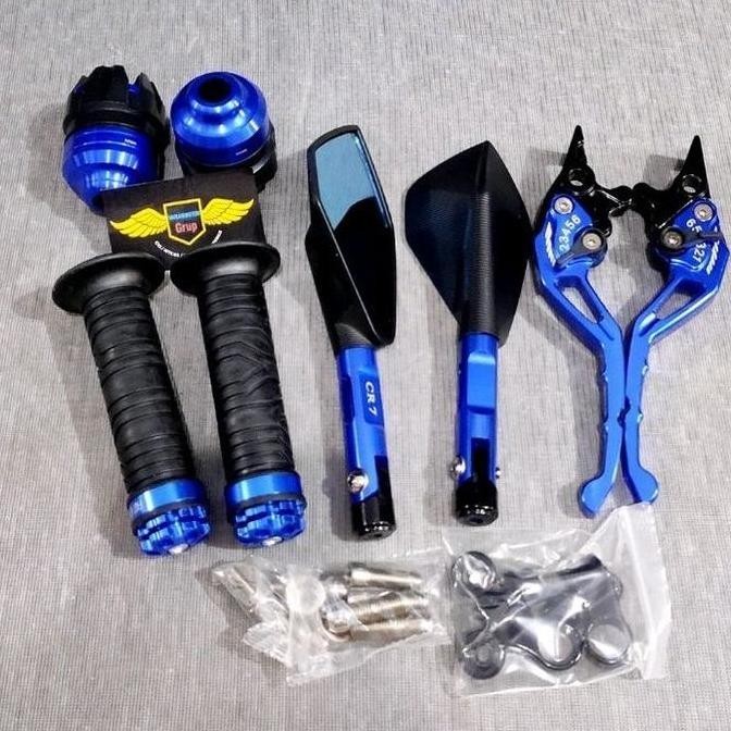 {Bisa COD} Paket Variasi 4 Item Spion Tomok V2+Jalu As Roda Depan+Handgrip Ring+Handle Setelan Cnc N