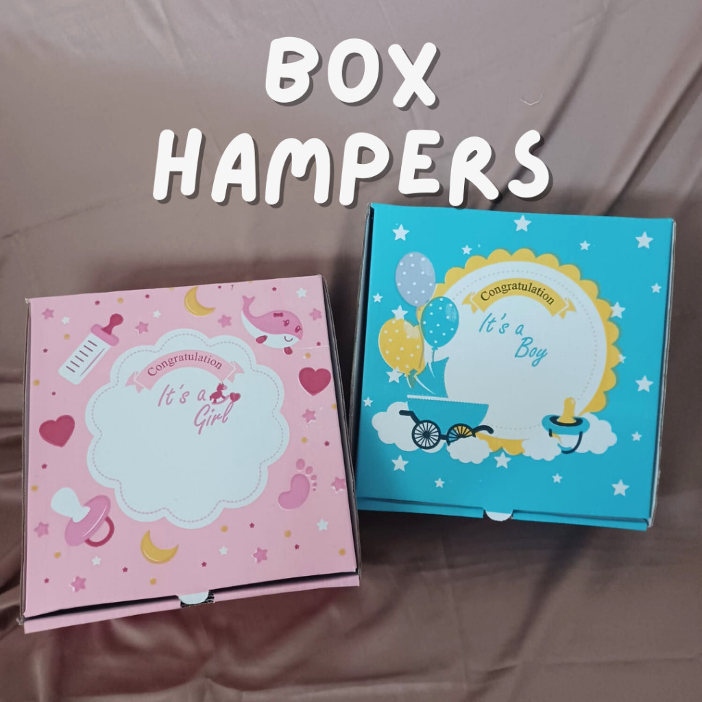 

Box Hampers 24x24x7 Kotak Kardus Hadiah Kado Lahiran Gift Kemasan It's Boy Girl Newborn