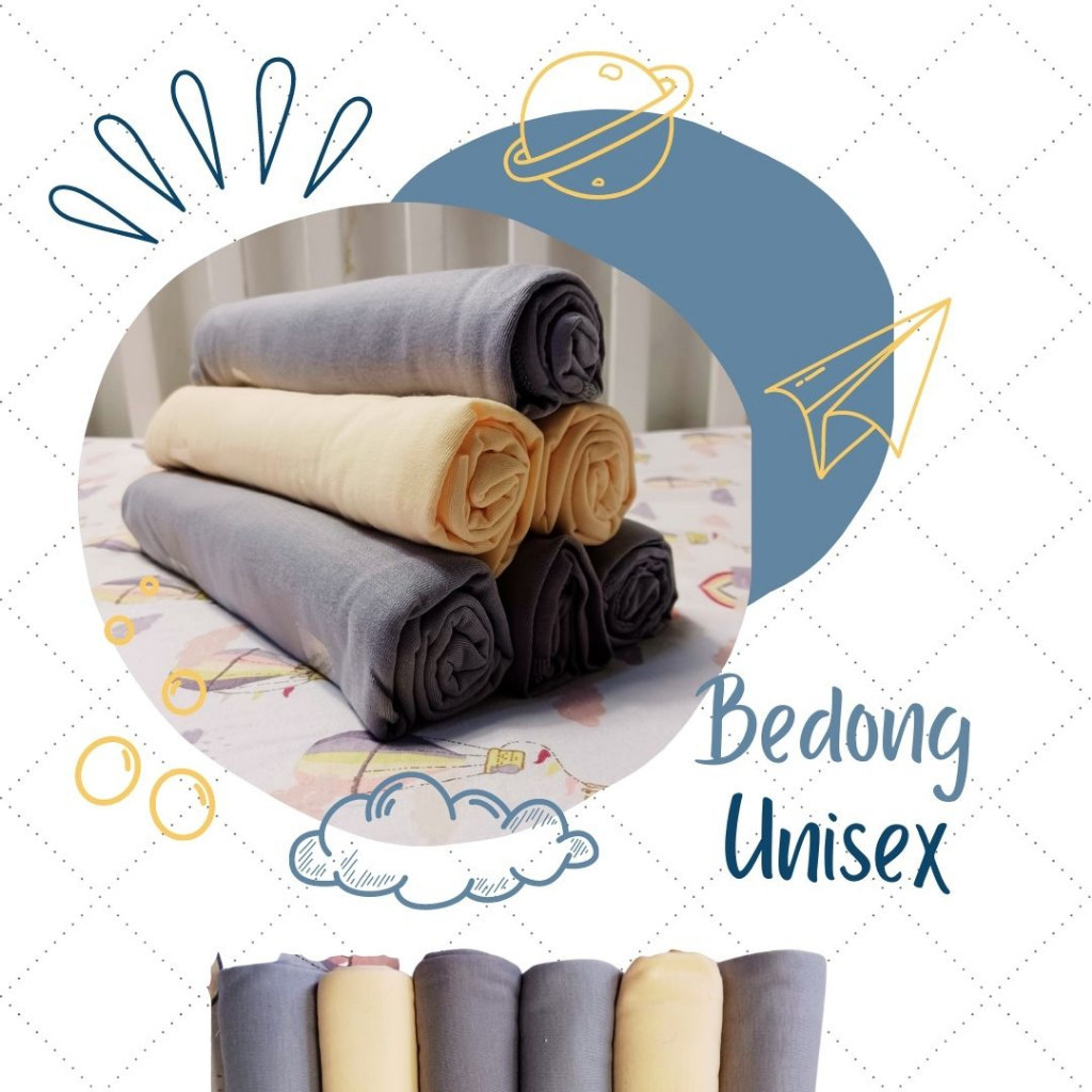 BASIC UNISEX Akachan Baby Swaddle Bedong Kain Kaos Polos abutua cream putih bdbu