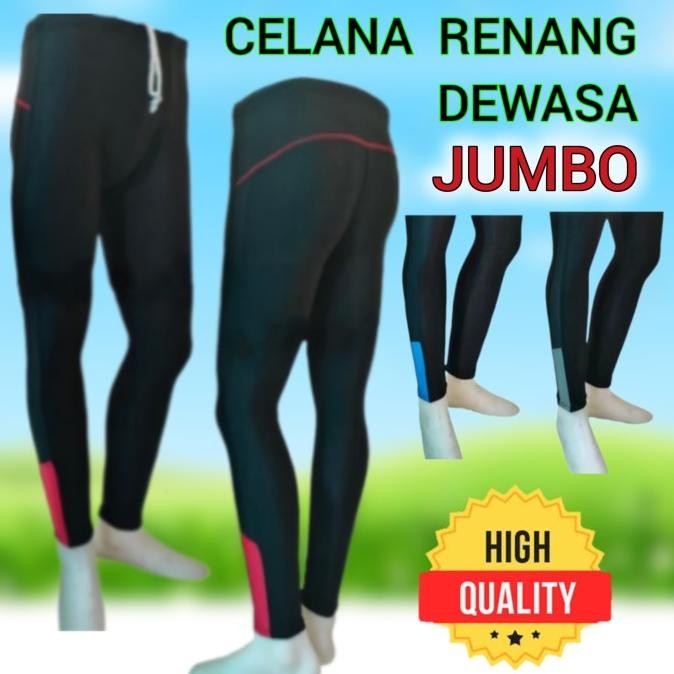 Bahan IMPORT Celana Renang Pria Wanita Dewasa Panjang 3/4 Hitam JUMBO Terlaris