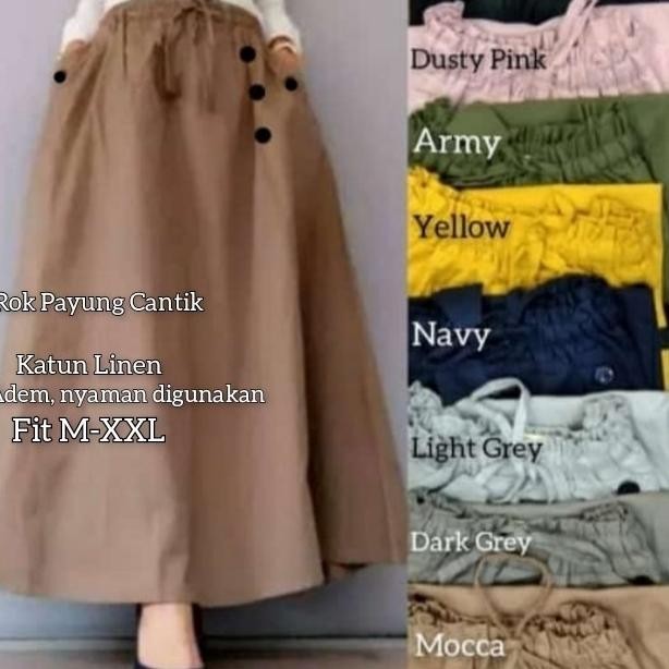 ROK PANJANG KATUN LINEN RAMI. ROK LEBAR DAN MAYUNG. ROK PAYUNG MUSLIM