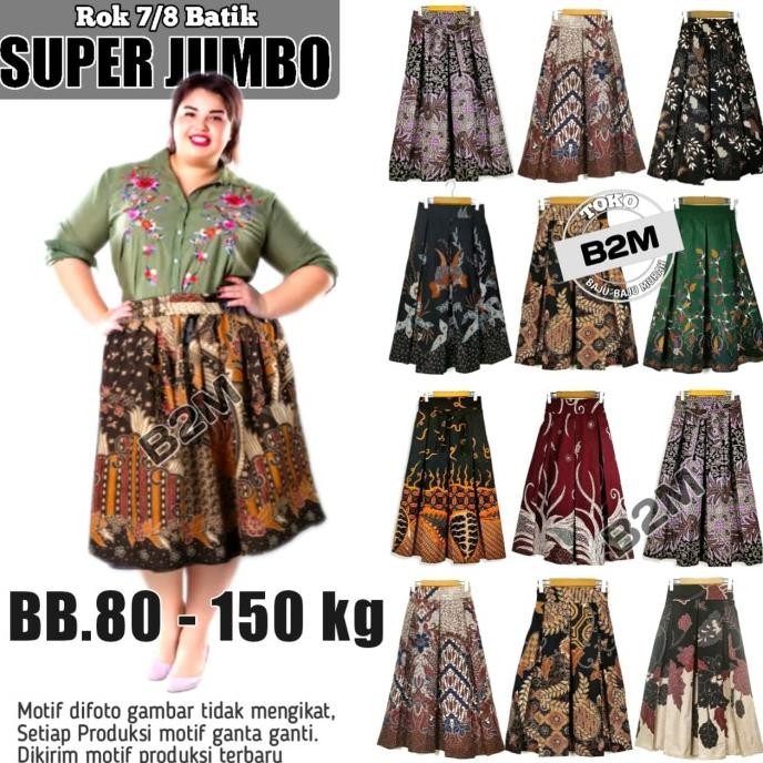 Rok batik Jumbo Over Size 7XL skirt 7/8 Big Size Rok kerja Super Jumbo