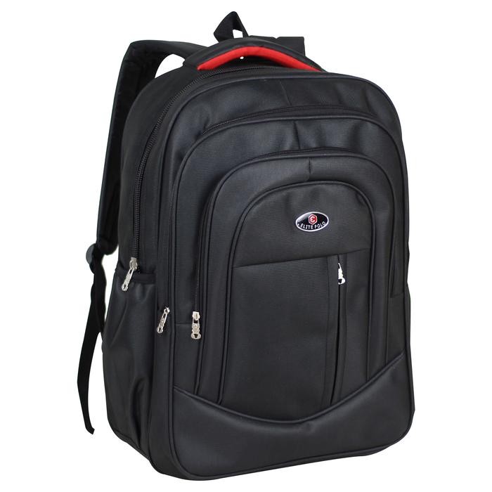 terbaru  tas ransel elite polo resleting depan hitam back pack pria cowok keren tas laptop free