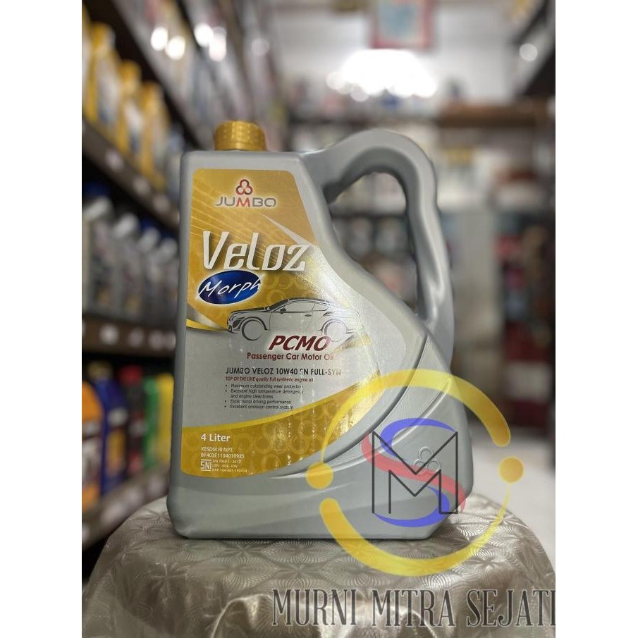 TERBARU - Jumbo Veloz PCMO SAE 10W-40 Full-Syn Oil Oli Mobil 10W40 Galon 4 L