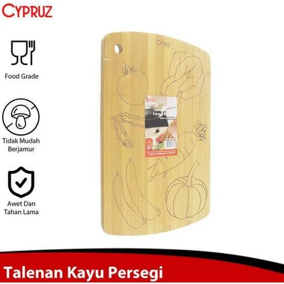 Cypruz Bamboo Talenan Bambu Talenan Bermotif Persegi Chopping Board