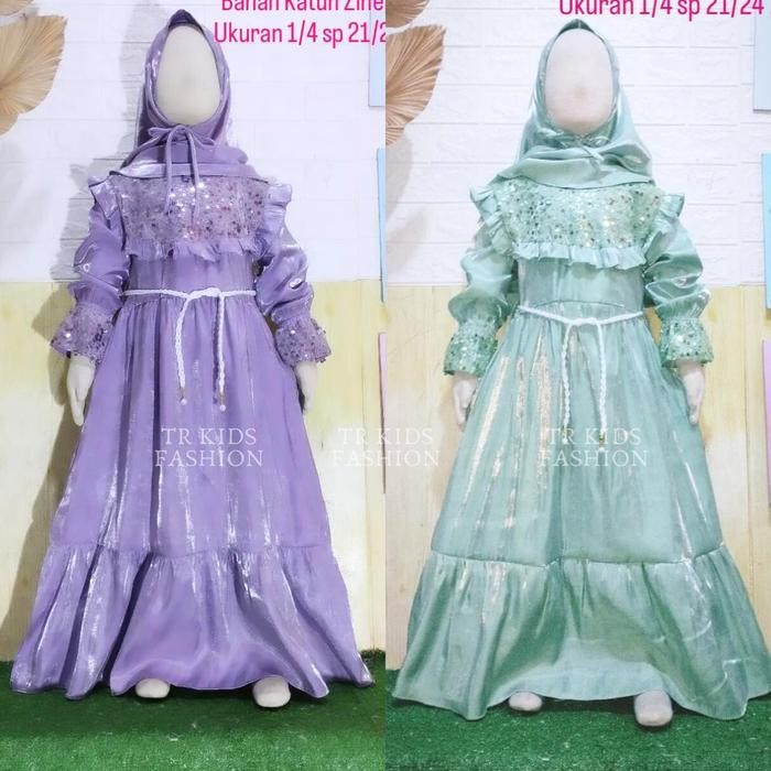 New Gamis Ful Jeans Anak Perempuan Model Dress Lebaran Umur 3Th-11Th/Baju Gamis Mewah Ful Kancing Ko