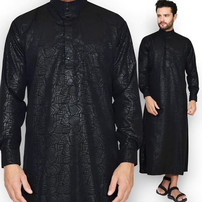 Jubah Pria - Gamis Cowok - Koko Dewasa - Baju Muslim Pria Dewasa Model Mewah Bahan Embos Motif