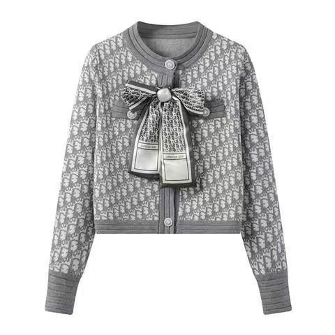 Chanel Style Red Bow Sweater Cardigan Women's Knitted Cardigan Top