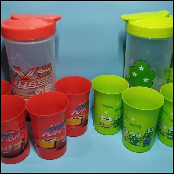 Teko Set Beranak Plastik Termos Unik-Lucu,Teko Set + 4 Gelas