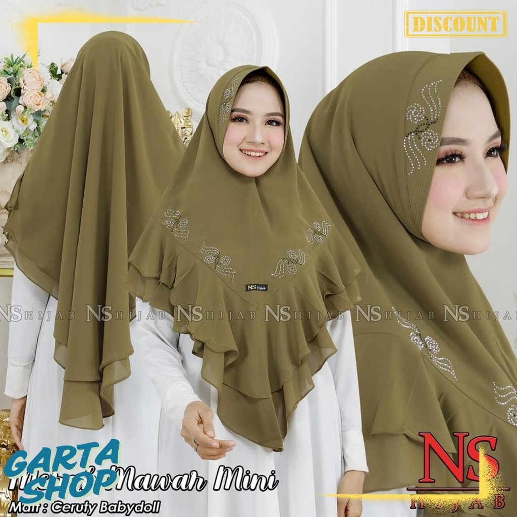 Jilbab Hijab Khimar Syar'I Ceruty Babydoll 2 Layer Rempel Payet Ori Ns Diskon
