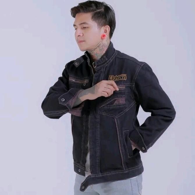 Murah Jaket Jeans Gesper Blue Resleting Denim Panjang Pria Casual Kekinian Formal Cowok Distro