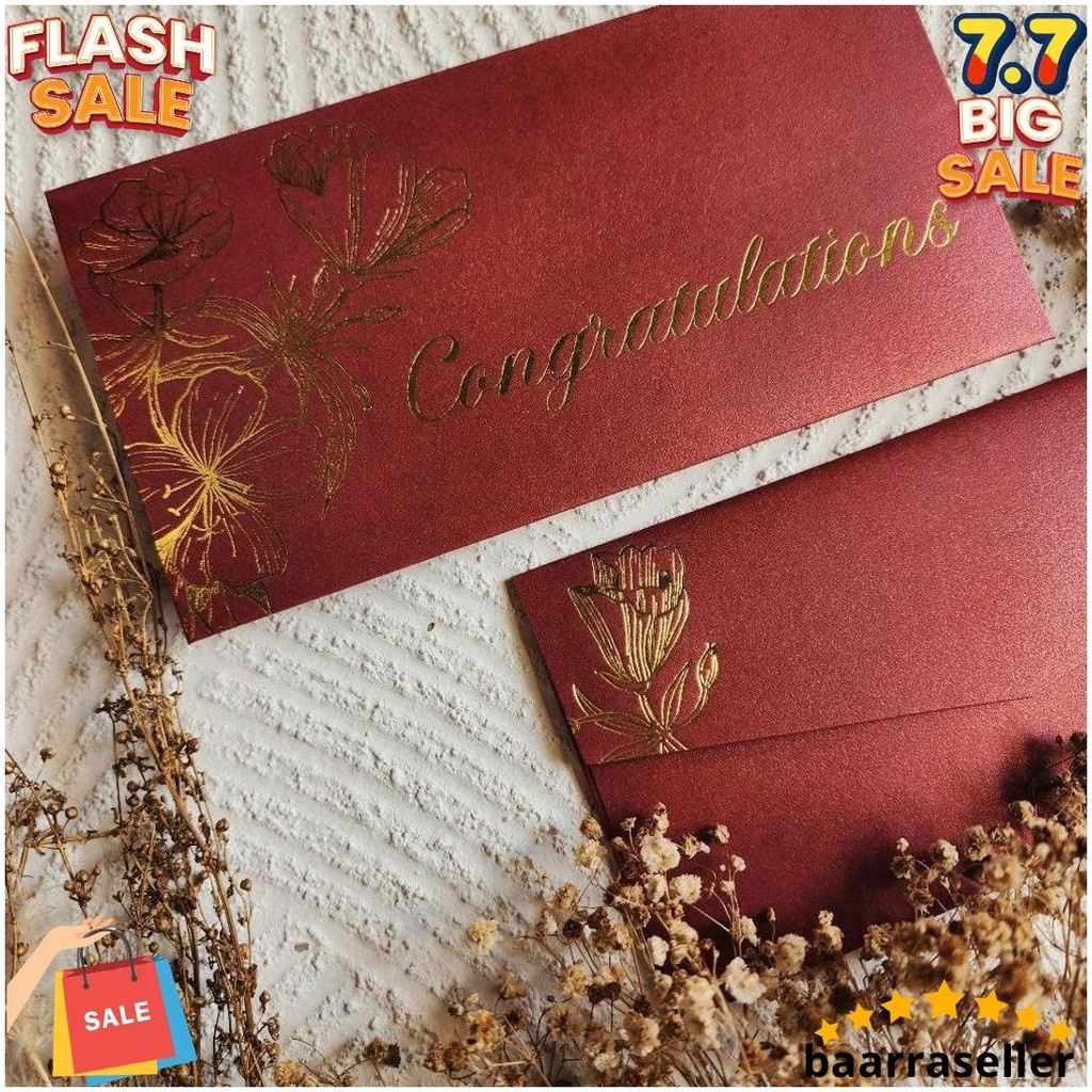 

Amplop Uang Horizontal Besar 9.5X18.5Cm Happy Wedding Congratulations / Angpao Selamat Bahan Fancy Jasmine / Angpau Wedding / Angpau Congratulations (Isi 10 Pcs) Original Produk