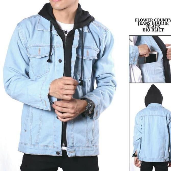 Promo Jake Jeans Denim  Hoodie Pria Ariel Jaket   Bioblitz Hoodie Hitam