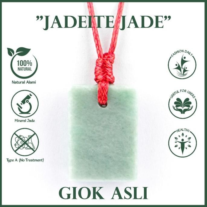 Kalung Giok Hijau Burma Liontin Batu Asli Jadeite Jade Natural