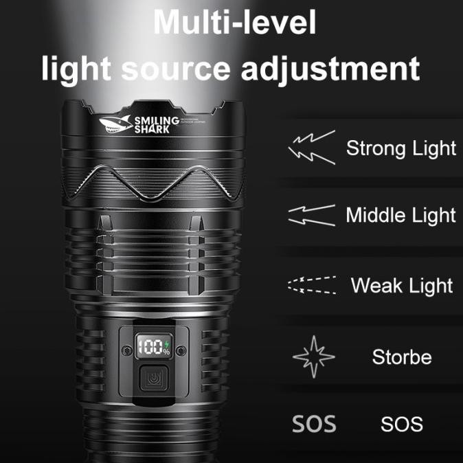 senter Smiling Shark SD5990 SmilingShark SD 5990 M77 10000lm Type-C Terlaris