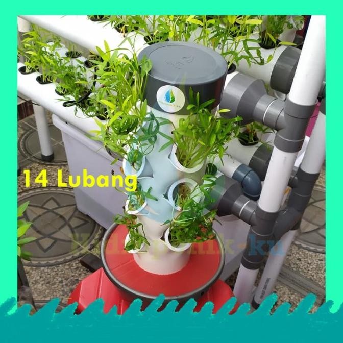 HARGA DISC - Paket Hidroponik ku, Mini Vertikal hidroponik set 14 lubang siap pakai