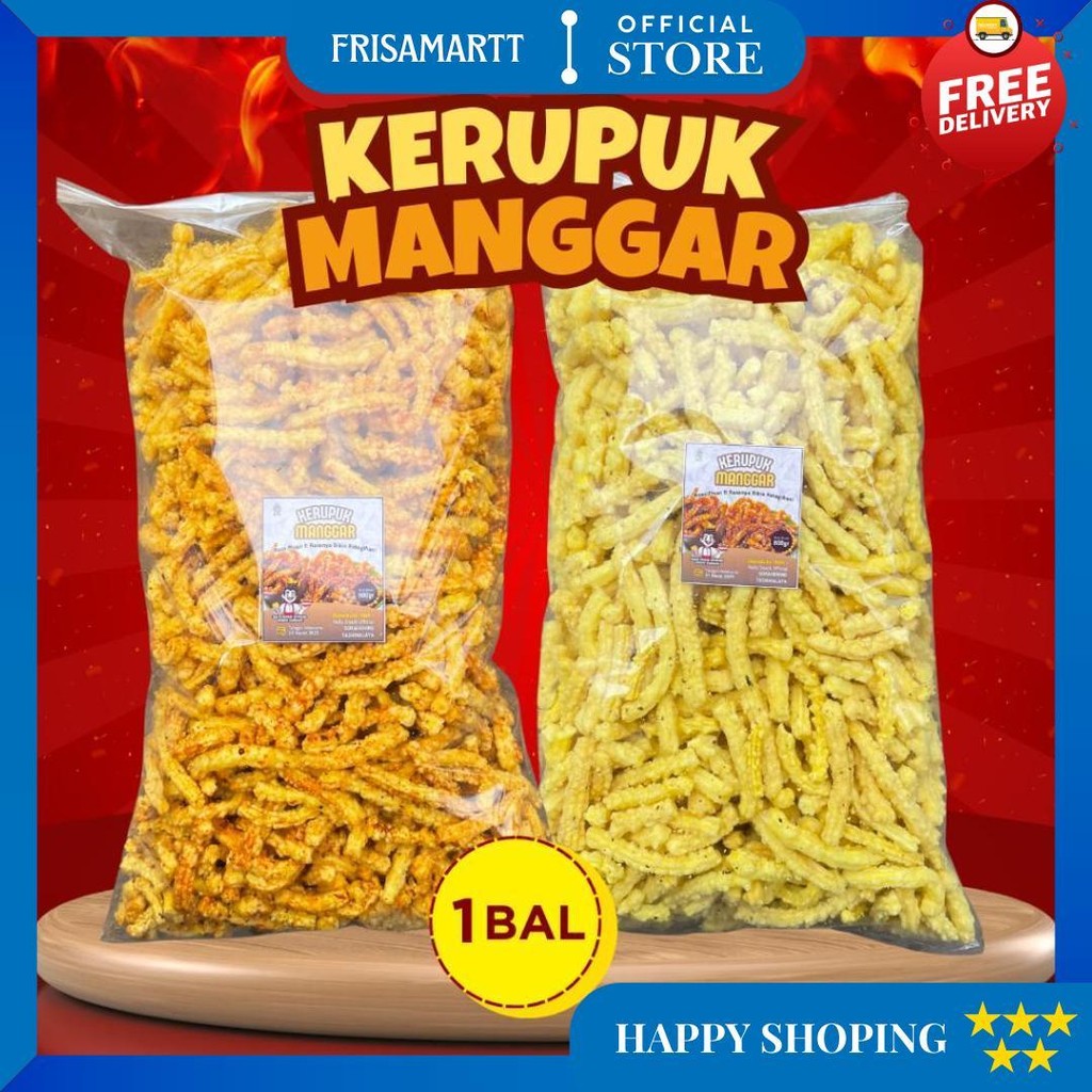

Kerupuk Manggar Pedas Daun Jeruk 1 Bal 800 Gram | Kerupuk Jaat | Cemilan Nolis Snack D Cod