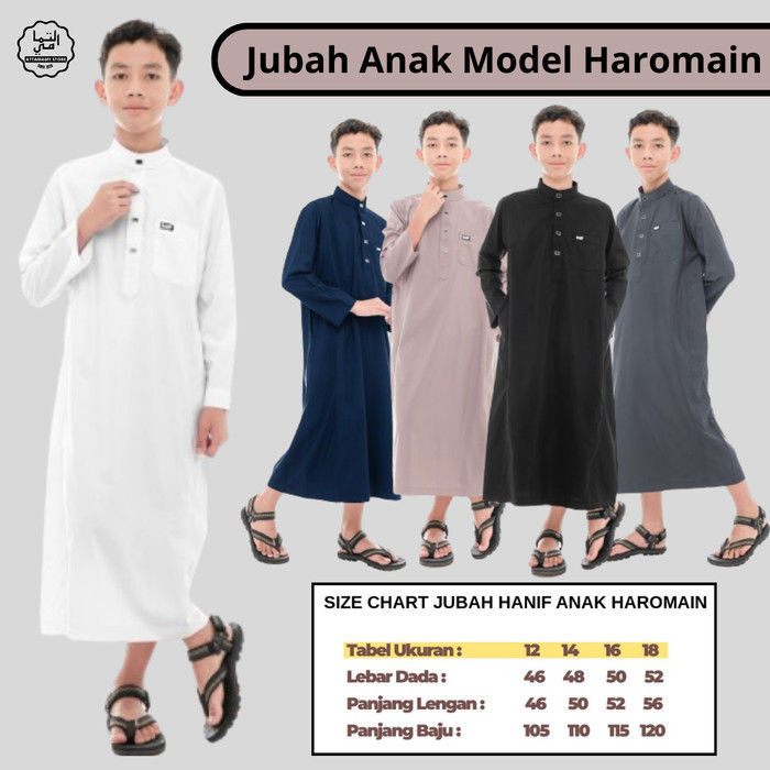 Jubah Anak Remaja Pria Baju Gamis Laki Model Haromain Haramain Hanif