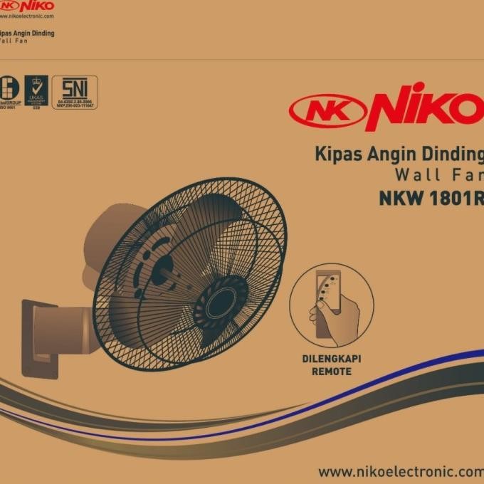 Niko Kipas Angin Dinding Besi + Remote 18 Inch / Wall Fan NKW 1801R