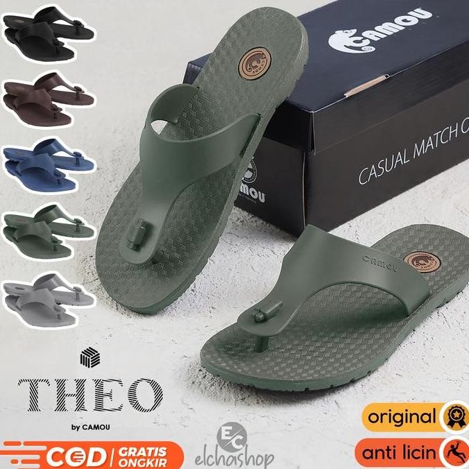 Sandal Pria Dewasa Distro Keren Terbaru CAMOU THEO SEMERU Sendal Cowok Bahan Karet Premium Awet Dan 