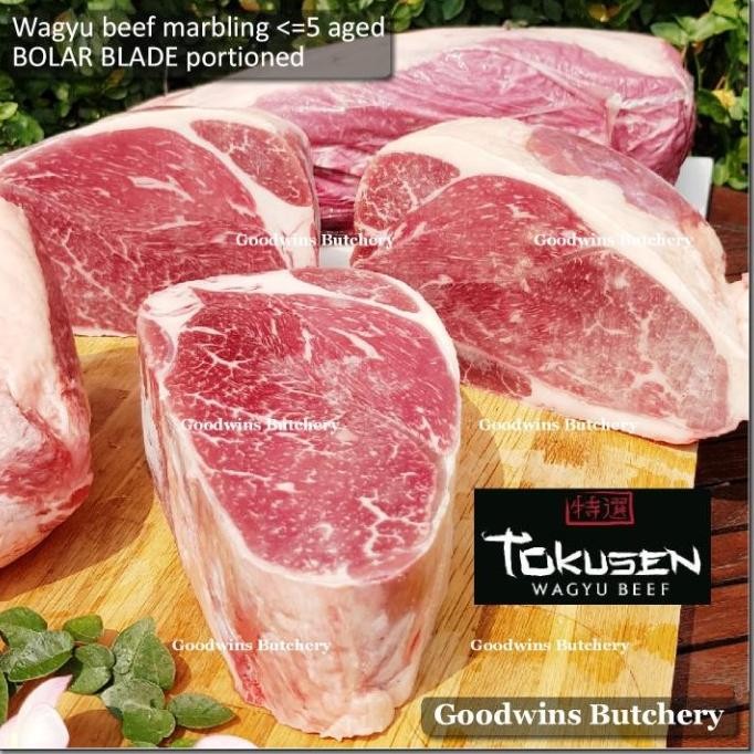 

1.1kg wagyu beef Tokusen mb 4-5 BOLAR BLADE portioned frozen alum