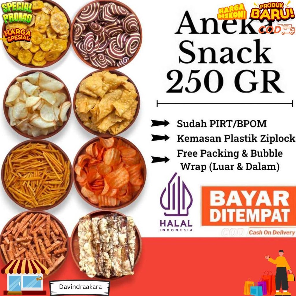 

[Lesa Snack] Aneka Snack 250 Gram / Snack Kiloan / Cemilan Kiloan Grosir Termurah / Keripik D Sale