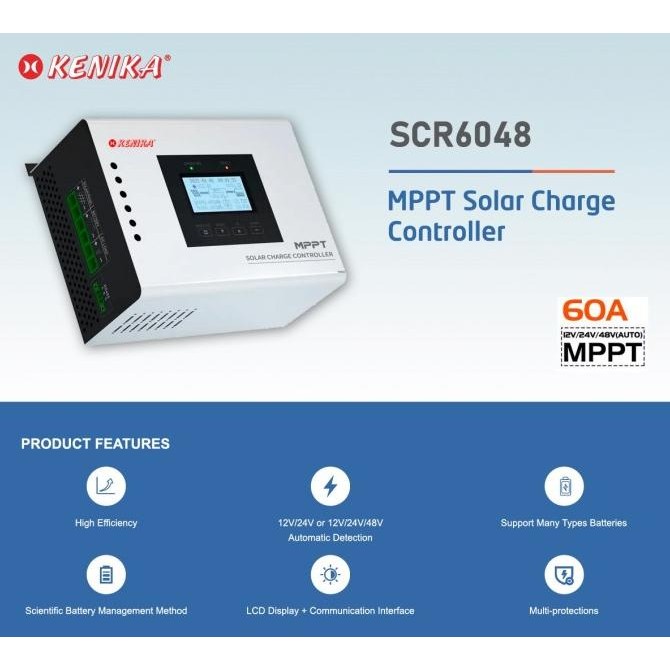 KENIKA SCC MPPT 60A 12V/24V/48V SOLAR CHARGE CONTROLLER [SCR-6048] ENC