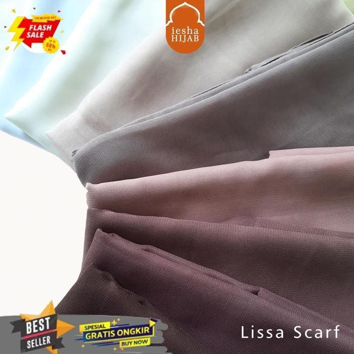 DISKON LISSA SCARF PKK HIJAU TOSCA BIRU TOSCA  -HIJAB BELLA SQUARE POLYCOTTON POTON JAHIT TEPI RAPI 