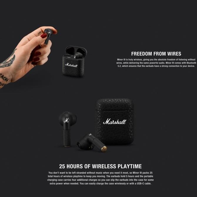 Marshall Minor III / Minor 3 True Wireless Earphones Garansi Resmi Terlaris