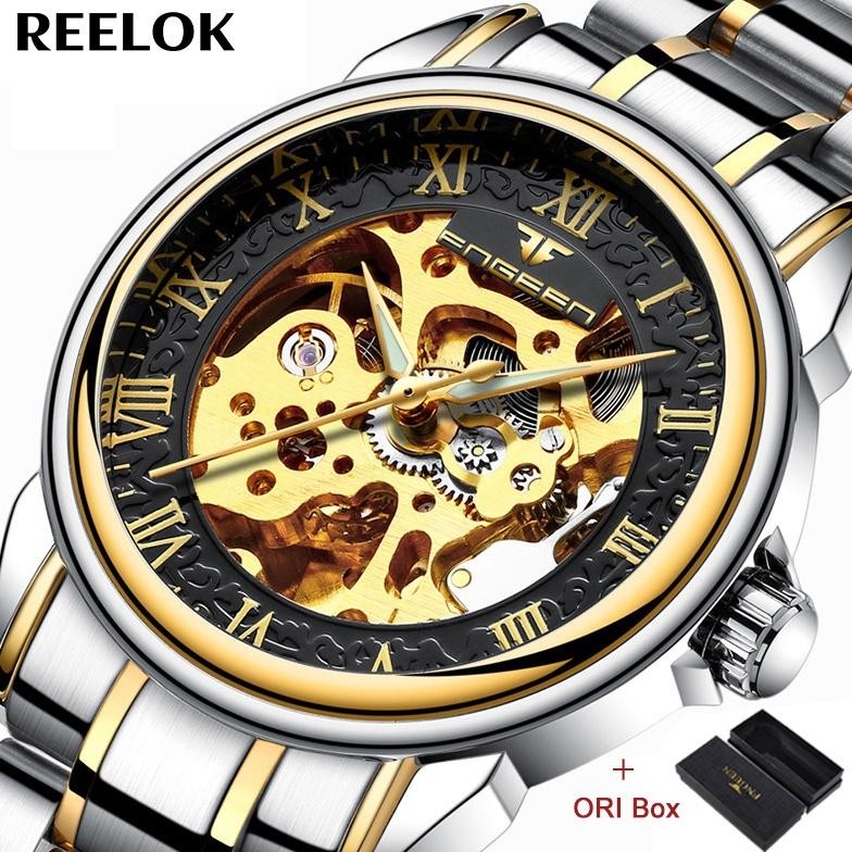 He13 FNGEEN 8866 Mekanik Otomatis Jam Tangan Pria Luxury Stainless Steel Original Anti Air Automatic