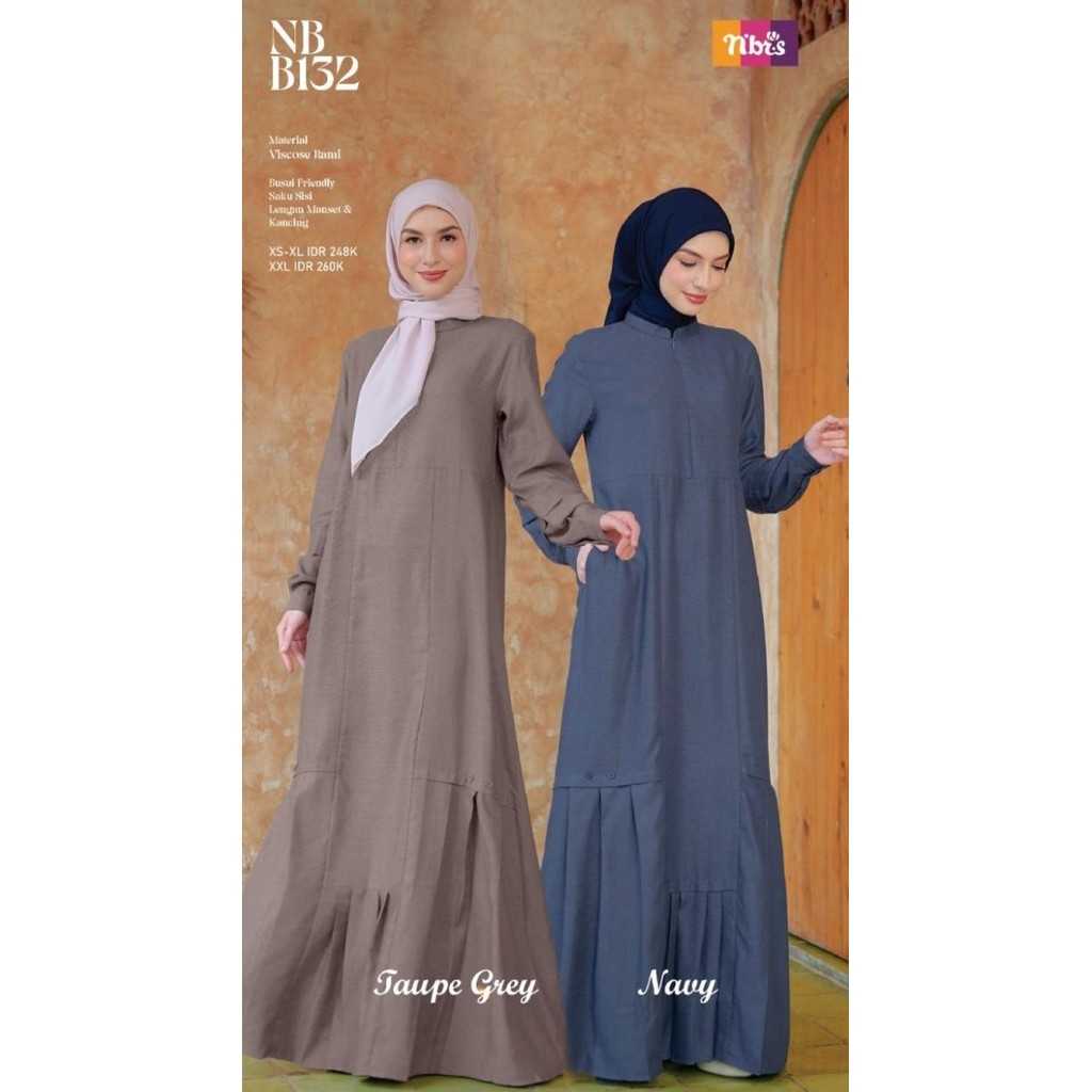 Baju Gamis Wanita NB B132 Nibras 2023 Terbaru Dress Muslimah Syari Terlaris