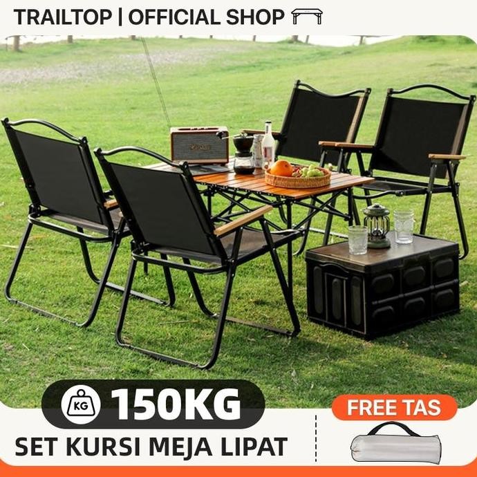 [READY] TrailTop Meja Kursi Lipat Kermit 1 Set Meja Lipat Outdoor Dan Kursi Lipat Portable Besi
