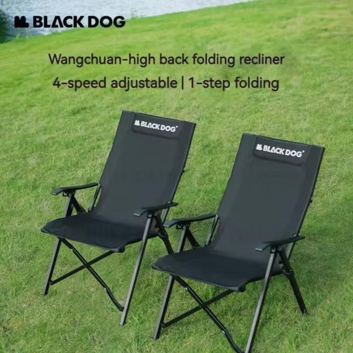 BLACKDOG WANGCHUAN HIGH BACK RECLINER CHAIR Kursi Lipat Hitam Camping Outdoor