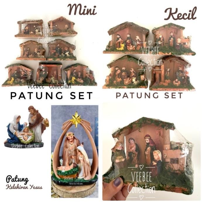 $$$$] Patung kelahiran yesus fiber kecil/ Diorama /patung yesus hiasan pohon