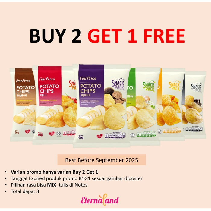 

OBRAL FairPrice Potato Chips - cemilan keripik kentang impor SG