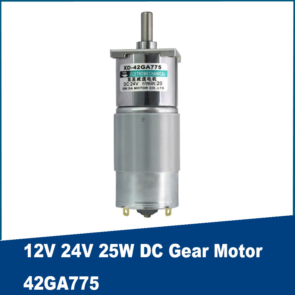 ADS 12V 24V Dc Gear Motor 25W 42GA775 Gear Reducer Motor High Torque Low Speed Micro Adjustable Spee