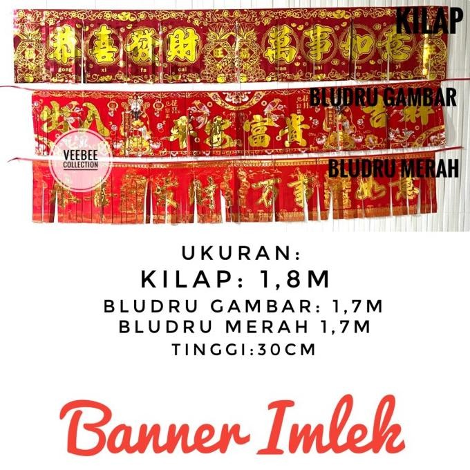 ~~~~~] Banner Bludru Kilap Imlek/ hiasan pintu dinding imlek