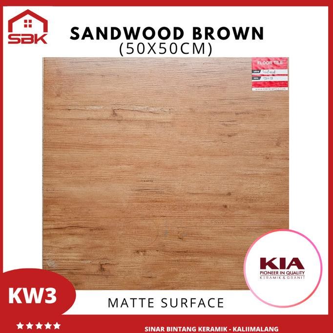 Keramik Lantai Motif Kayu 50x50 Sandwood Brown GOL