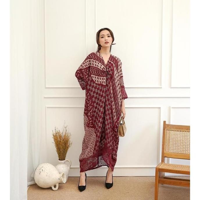 DRESS KAFTAN BATIK ELEGAN WANITA PESTA ARUNA KAFTAN LEBARAN 2025 JUMPSUIT GAMIS ABAYA MUKENA BUSANA 