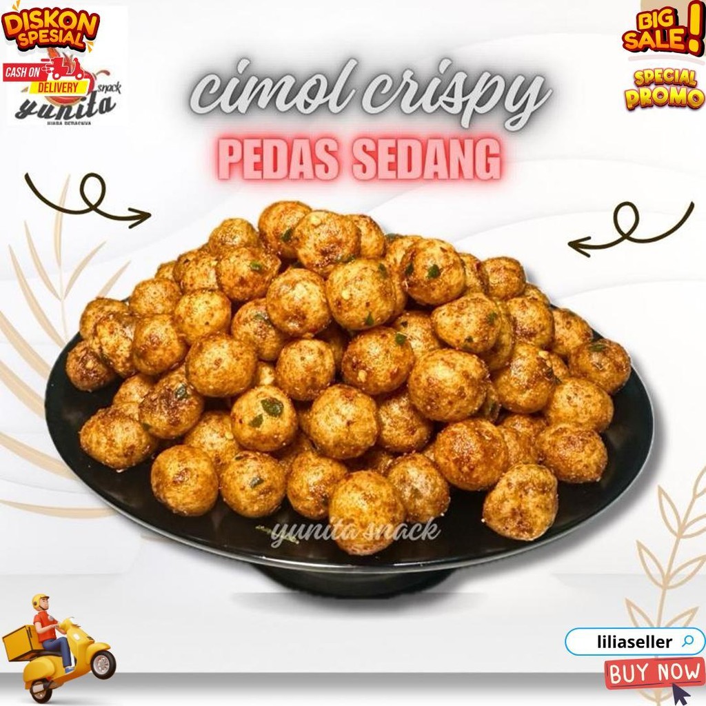 

Cimol Kering Pedas Crispy Daun Jeruk 50 Gram (20 Pcs) D Promo Puncak