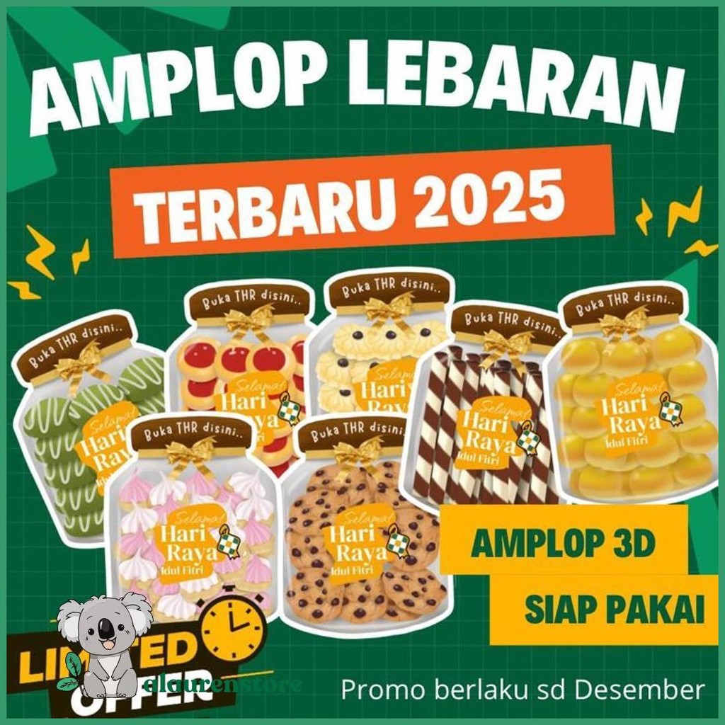 

(Readdy) 10Pcs Amplop Lebaran Toples Snack 3D/Amplop Lebaran Terbaru 2024 Diskon